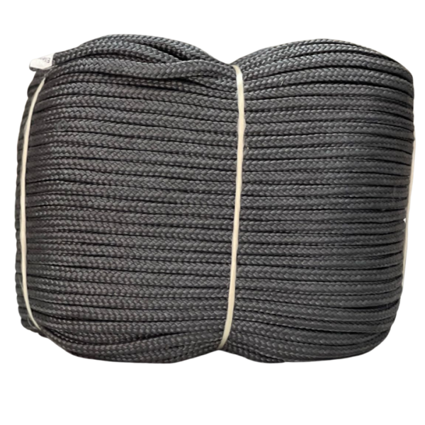 Corda Trançada de Poliéster Preta - Rolo
